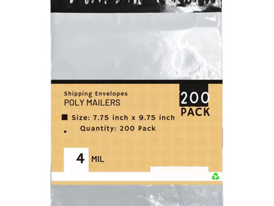 Heavy Duty Self Seal Poly Mailer Flat Bags Waterproof 4 Mil up to 10 Pound 7.75"(20cm) x 9.75"(24.7cm) 200pcs