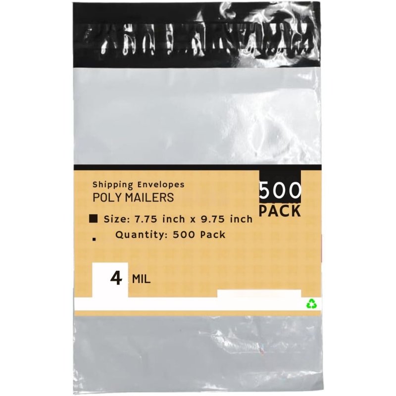 Heavy Duty Self Seal Poly Mailer Flat Bags Waterproof 4 Mil up to 10 Pound 7.75"(20cm) x 9.75"(24.7cm) 500pcs - variant_title - 