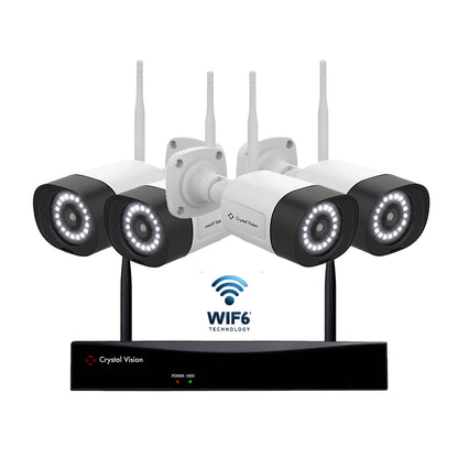 10-Channel WiFi6 NVR Surveillance kit, 3MP Super Bright 18-LED Floodlight Audio Panic Siren Cameras (4 Cameras)