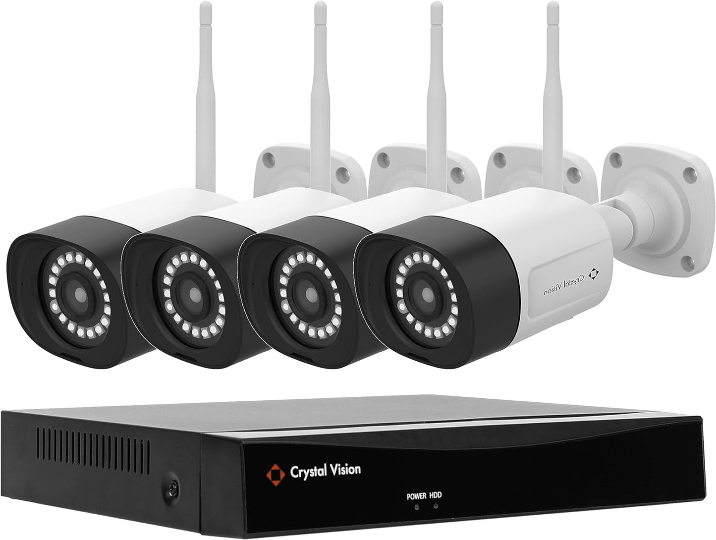[2024 Upgraded Ver.] [8CH] Crystal Vision CVT808N-35WB 1080P Full HD Wireless Surveillance System NVR CCTV w/ 2TB HDD, 4 x Audio Cameras
