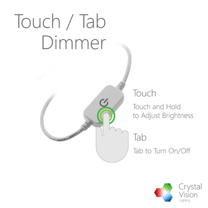 Mini LED Touch Dimmer Switch DC 12V - 24V 6A 1ft DC Cord Tact Switch Controller for Single Color LED Strip Light Dimming Brightness Adjustable ONOff White - variant_title - LED Accessory