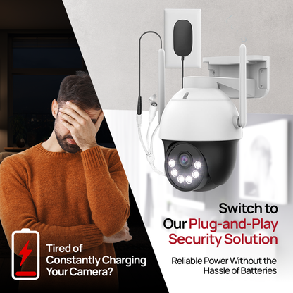 3MP AI-Powered Pan-Tilt Floodlight & Two Way Audio Camera with Panic Siren